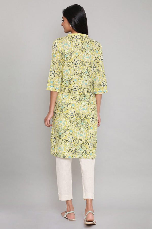 Dark Green And Light Green Printed Mandarin Collar Kurta Combo