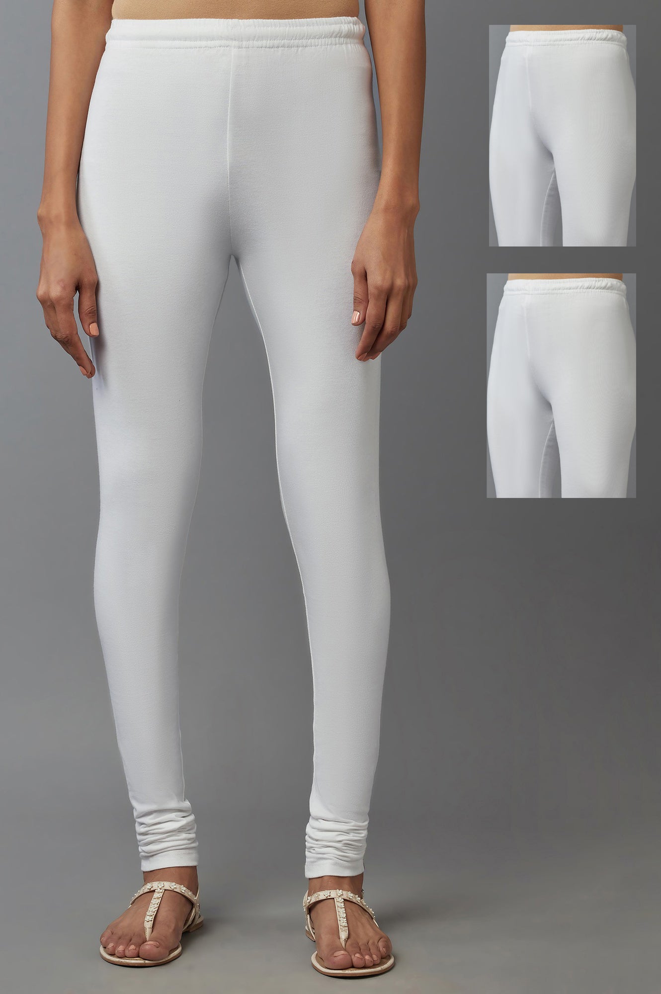 Combo Pack Of 2 White Solid Knitted Churidar - wforwoman