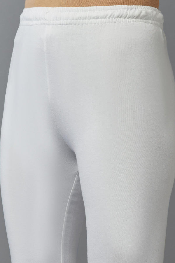 Combo Pack Of 2 White Solid Knitted Churidar