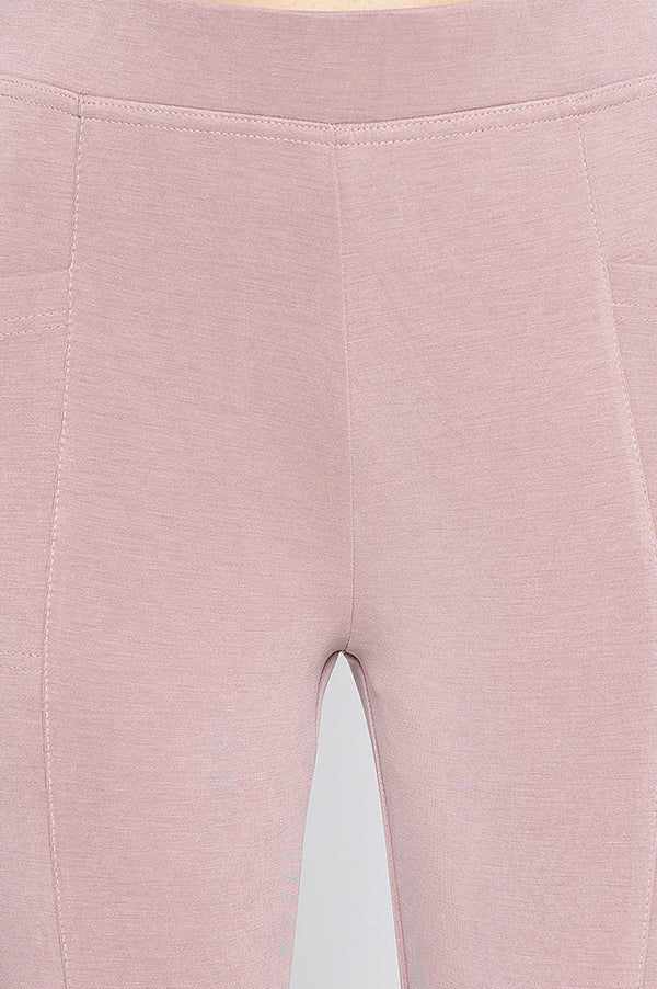 Elleven Women's Pink Solid Mid-rise Ankle Length Yoga Tights