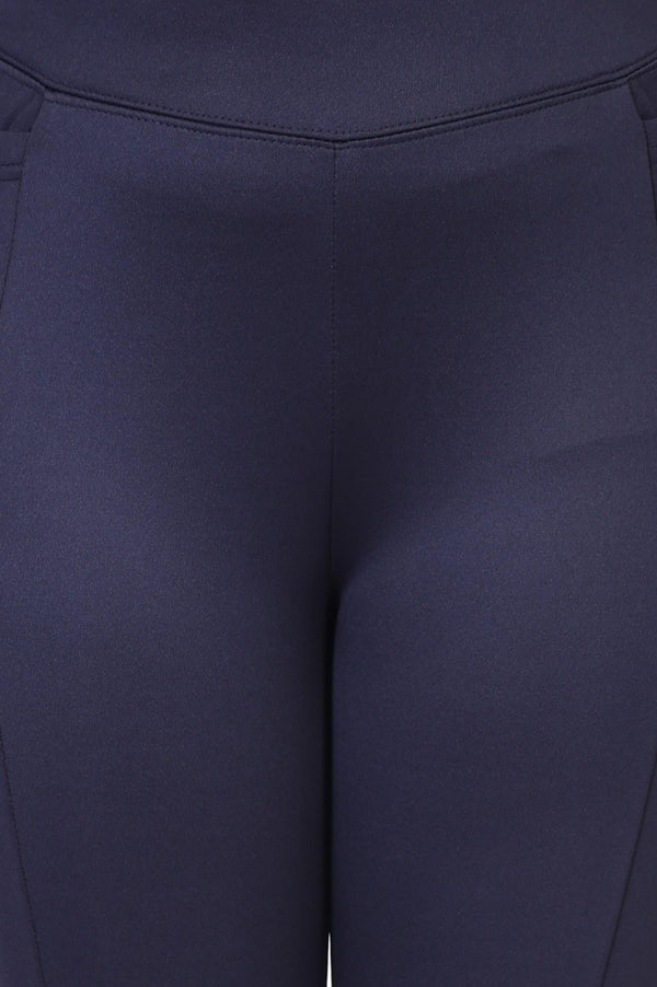 Elleven Women's Navy Blue Solid Ankle-Length Rayon Tights