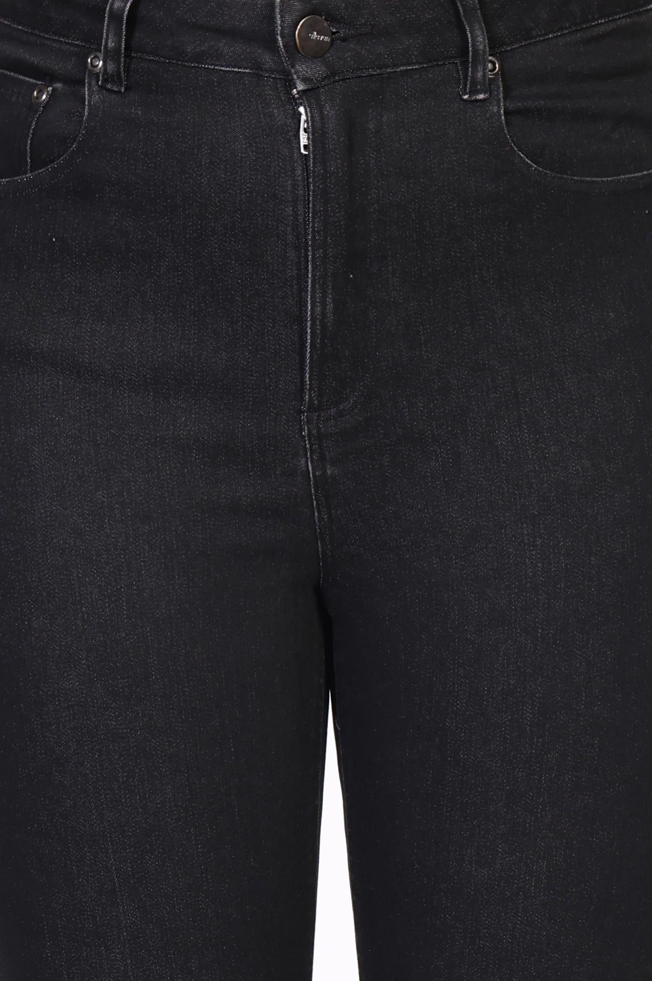 Black Solid Straight-Leg Denim Jeans with YKK Zipper