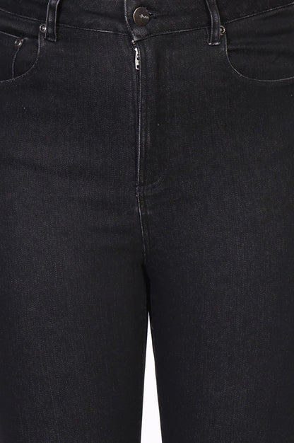 Black Solid Straight-Leg Denim Jeans with YKK Zipper