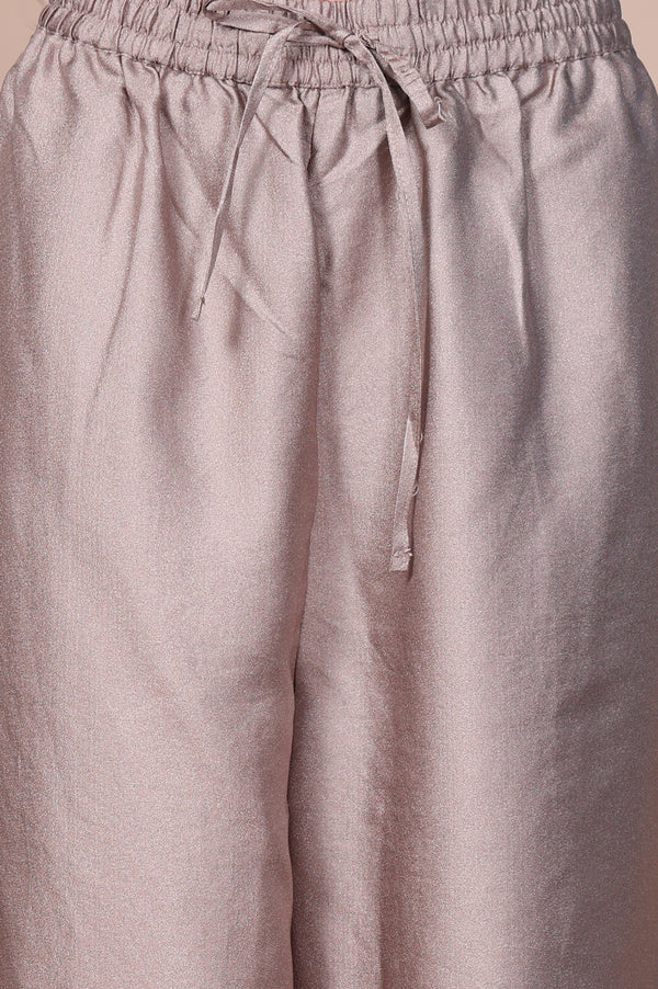 Beige Solid Lustrous Harem Pant