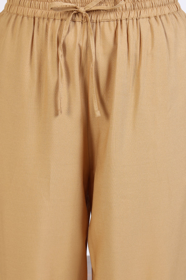 Gold Solid Gathered Harem Pants