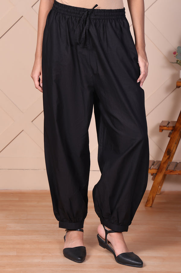 Black Solid Harem Pants