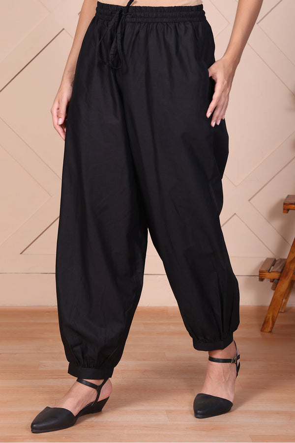 Black Solid Harem Pants