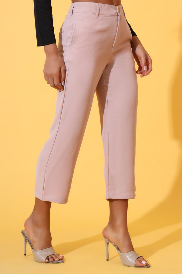 Elleven Women's Peach Solid Straight Western Culottes with YKK Zipper