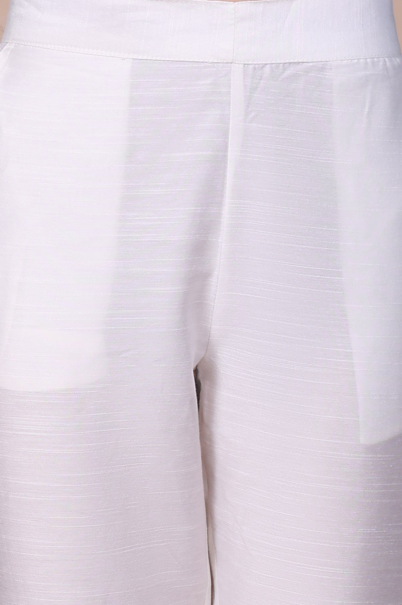 White Solid Mid Rise Ankle Length Slim Fit Trouser