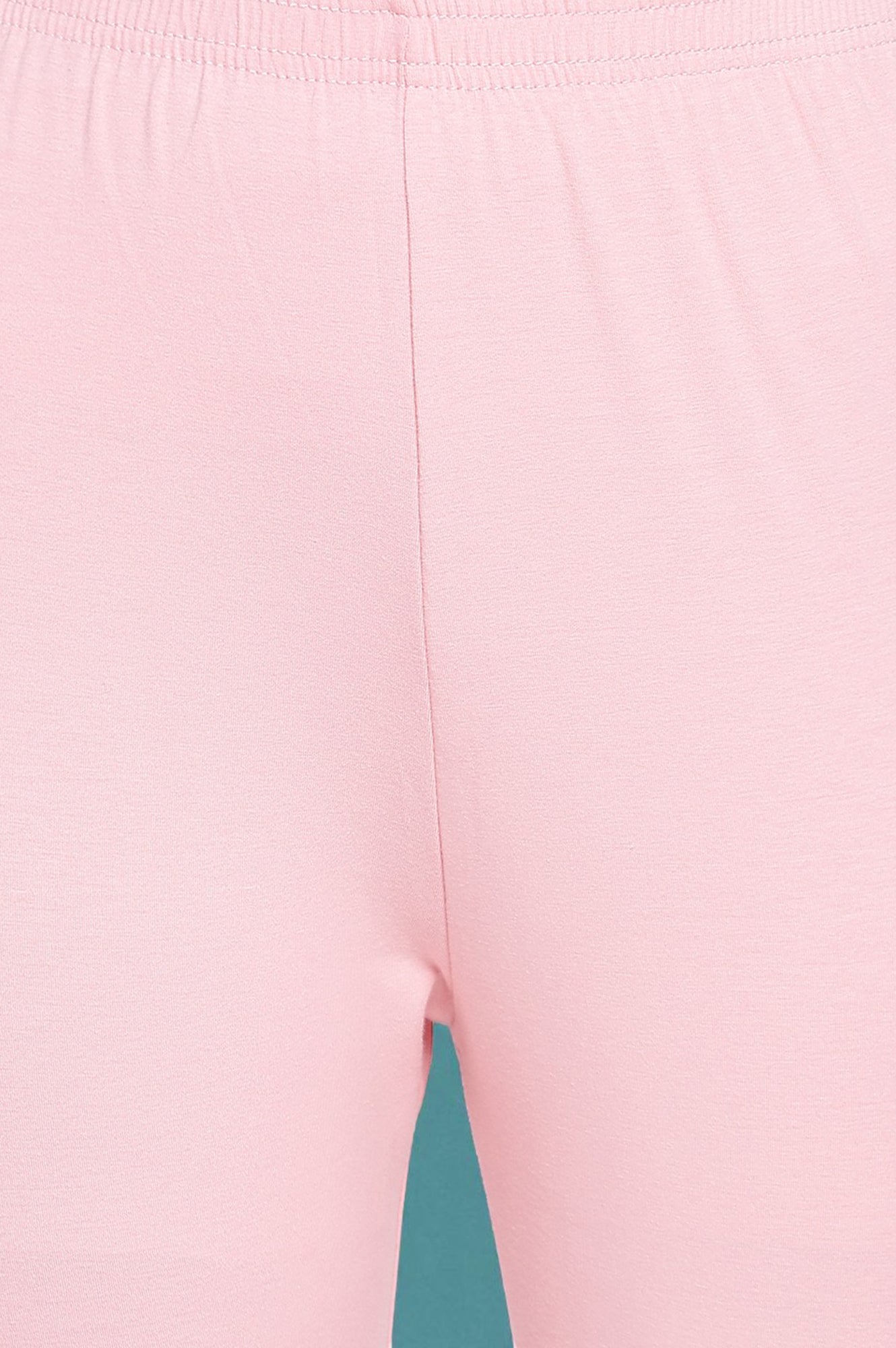 Light Pink Solid Cotton Blend Tights in Ankle Length