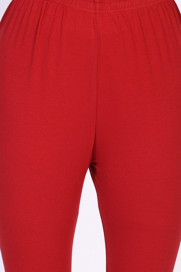 Elleven Women's Red Solid Cotton Tight