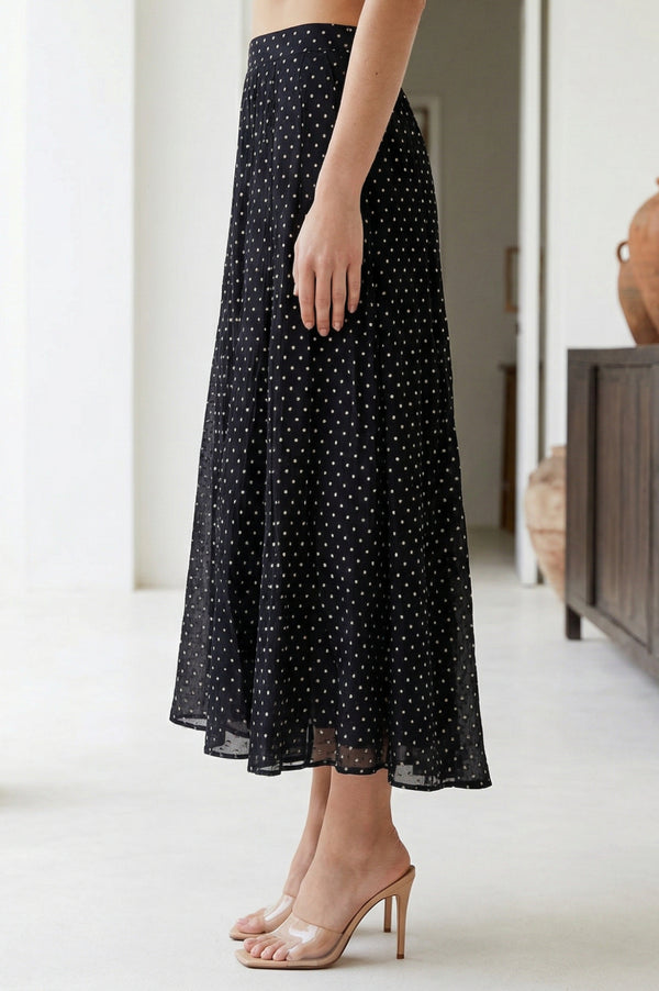 Elleven Women's Black Solid Chanderi Wide Leg Ankle Length Culottes