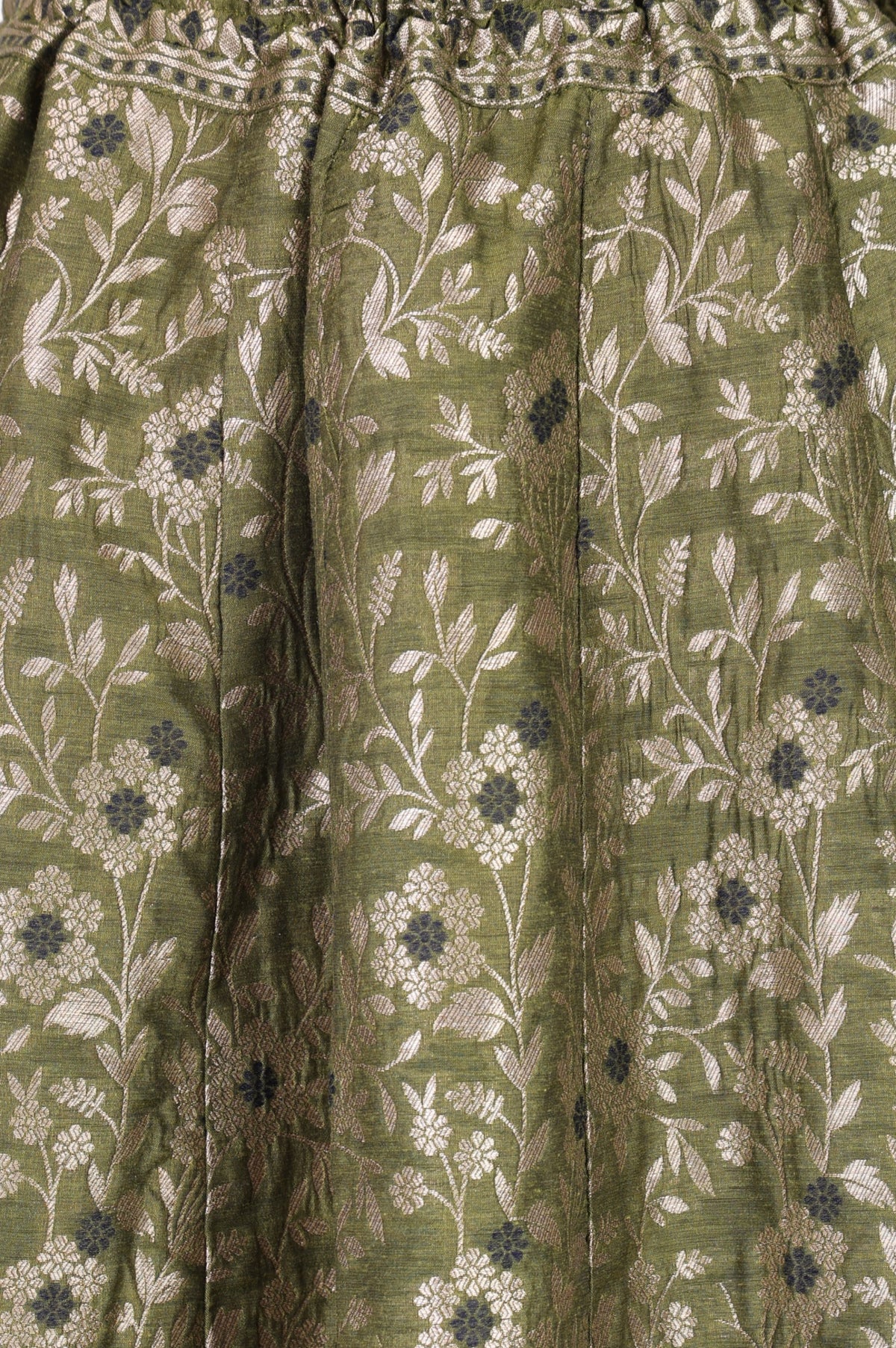 Olive Yarn Dyed Jacquard Flared Long Skirt test