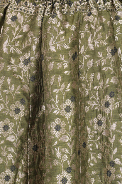 Olive Yarn Dyed Jacquard Flared Long Skirt test