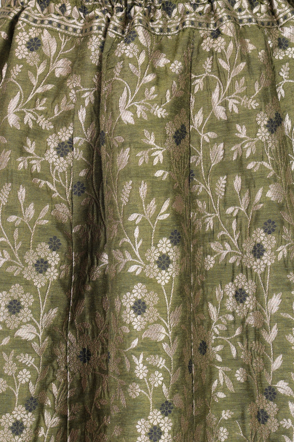 Olive Yarn Dyed Jacquard Flared Long Skirt test