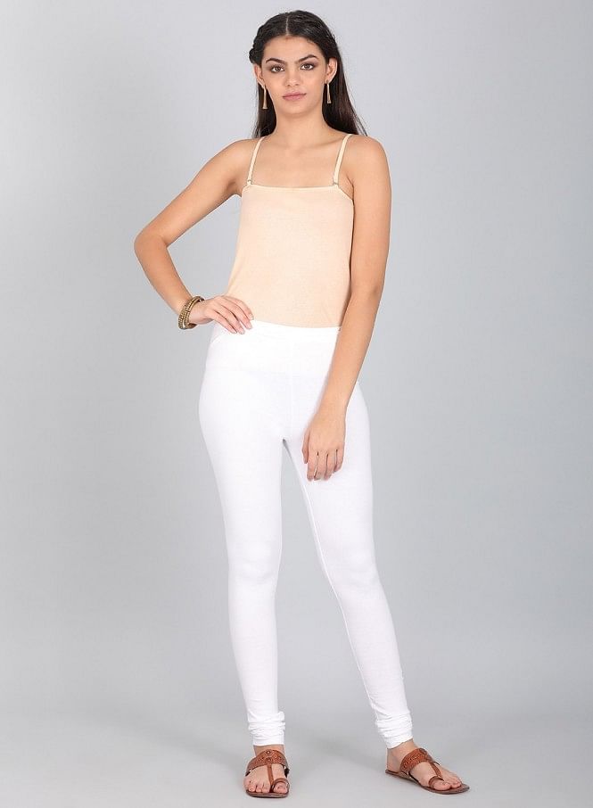 White Knitted Churidar - S