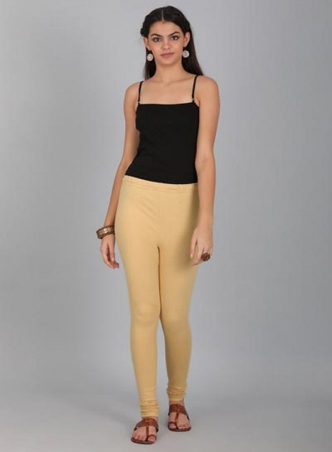 Beige Knitted Churidar - S
