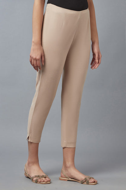 Beige-coloured Ankle-Length Trousers