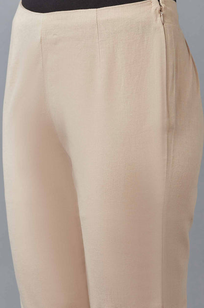 Beige-coloured Ankle-Length Trousers