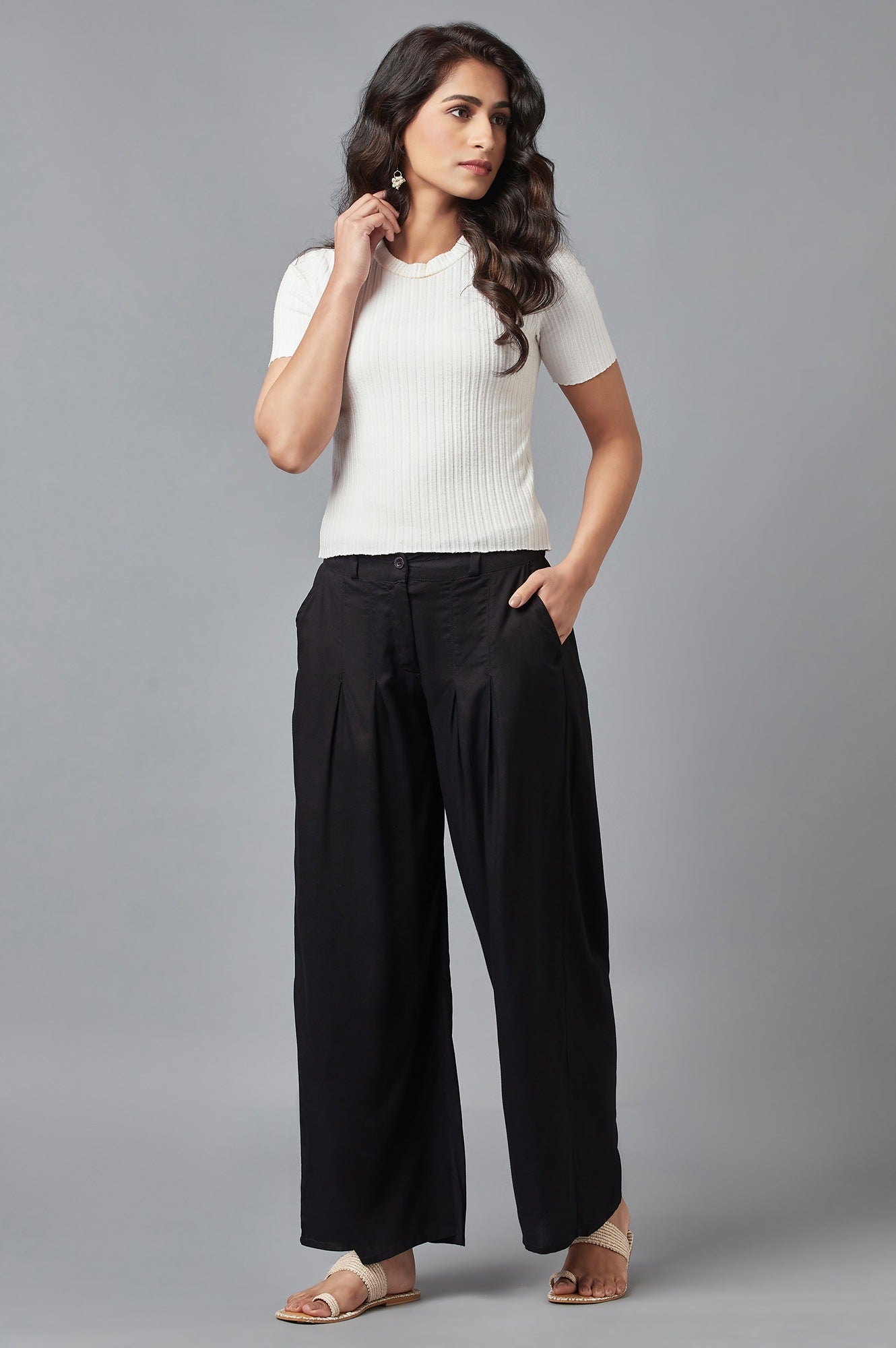 Black Tailored Volume Pants