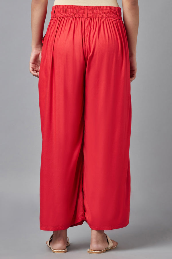 Red Ankle-length Pants