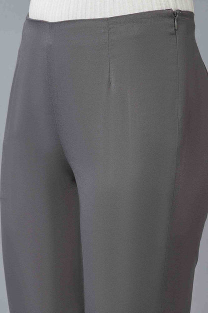 Light Grey Geometric Printed Rayon Straight Kurta and Slim Pant Set