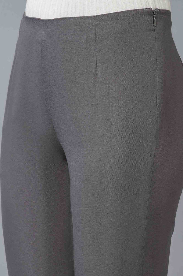 Light Grey Geometric Printed Rayon Straight Kurta and Slim Pant Set