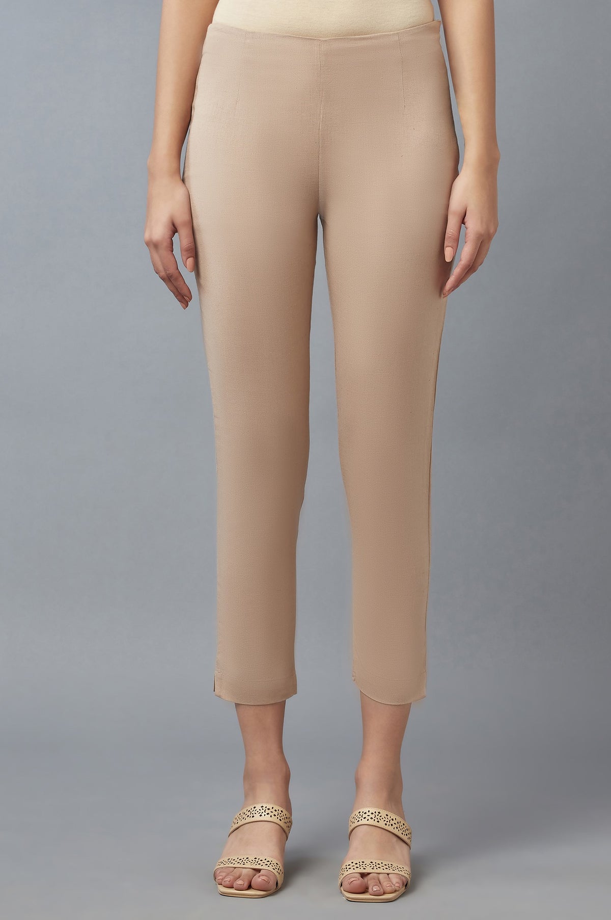 Beige Cropped Trouser - XS