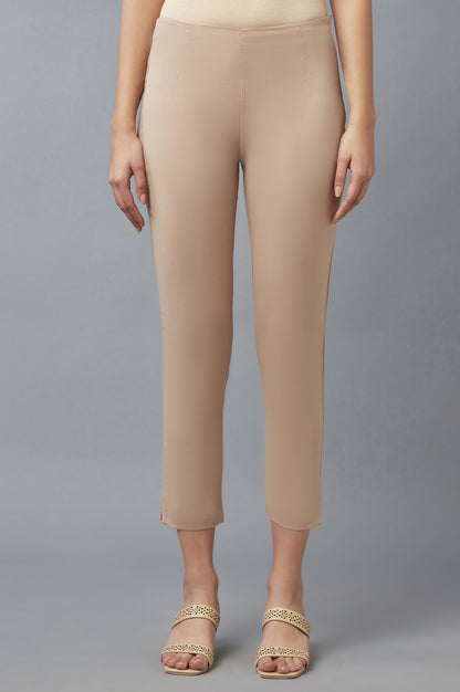 Beige Cropped Trouser