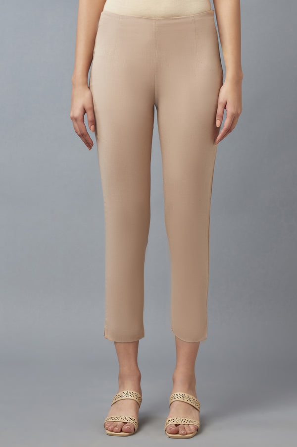 Beige Cropped Trouser
