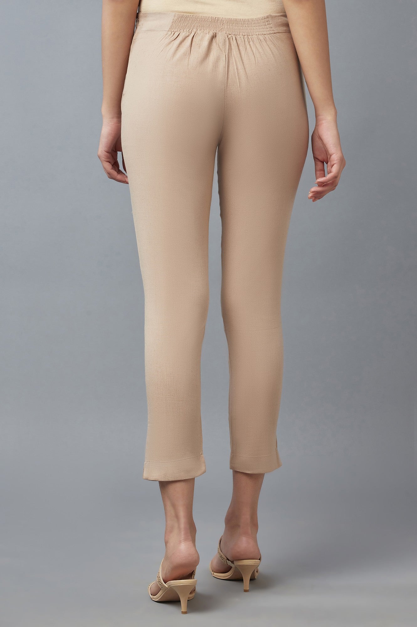 Beige Cropped Trouser