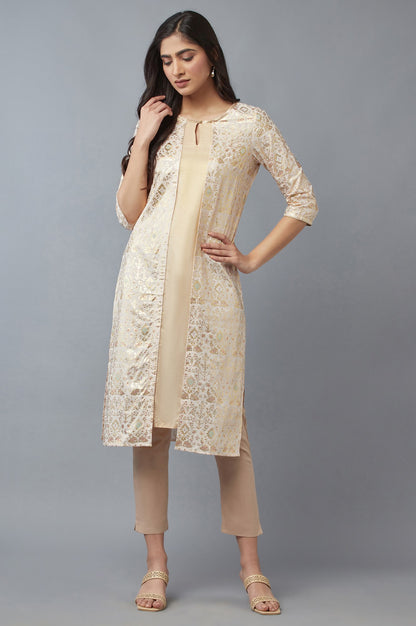 Beige Cropped Trouser