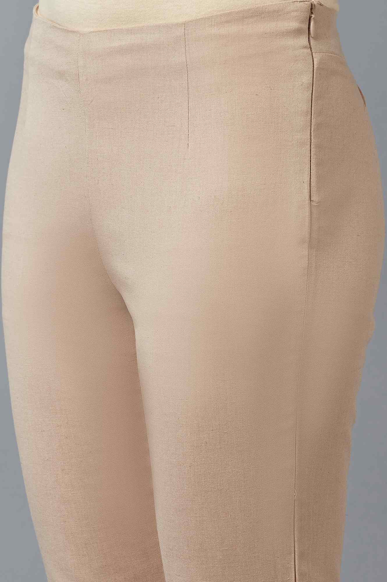 Beige Cropped Trouser