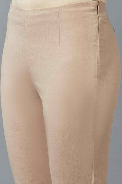 Beige Cropped Trouser