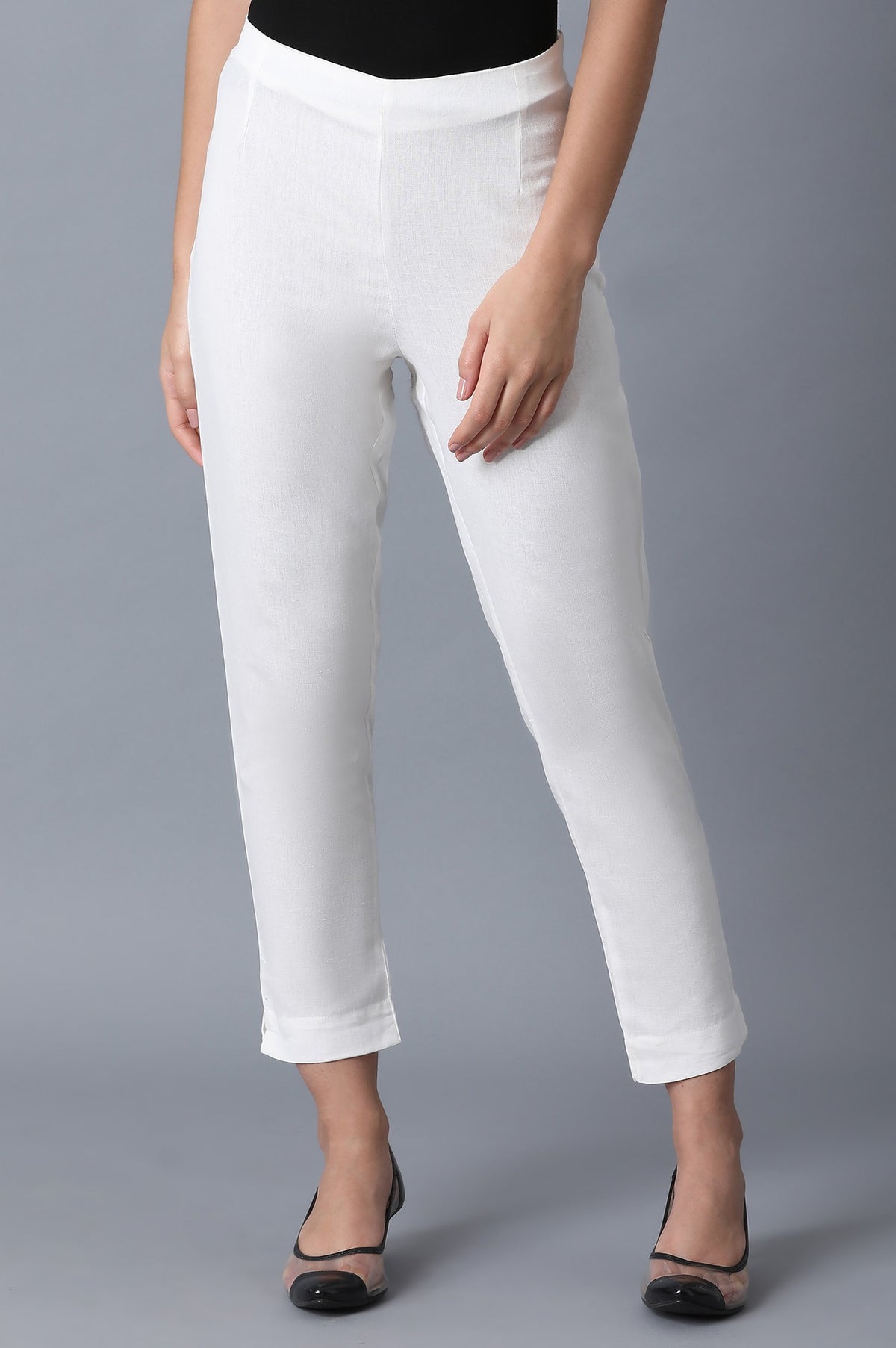 White Fitted Pants - 6