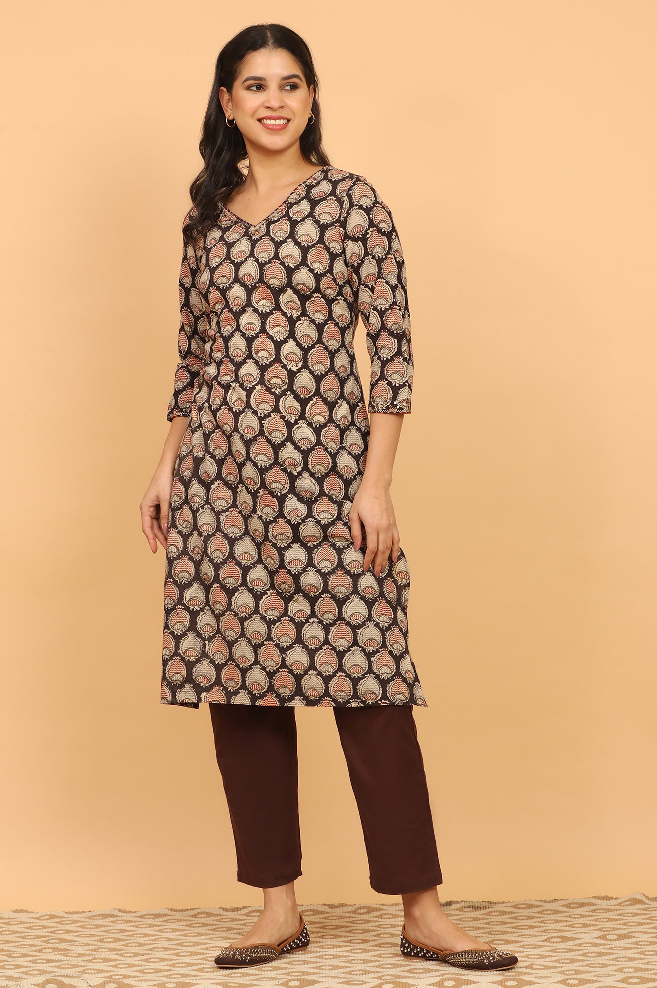 Dark Brown Kalamkari Kurta