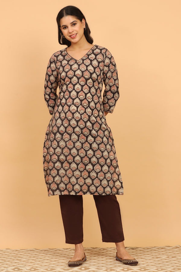Dark Brown Kalamkari Kurta