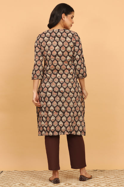 Dark Brown Kalamkari Kurta