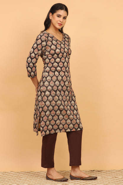 Dark Brown Kalamkari Kurta