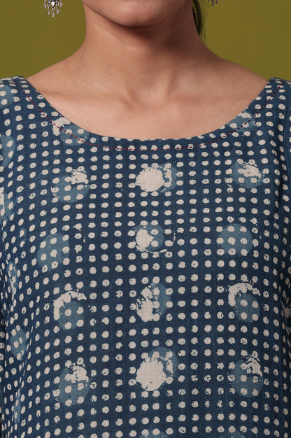 Polka Print  A-line Cotton Blend Kurta