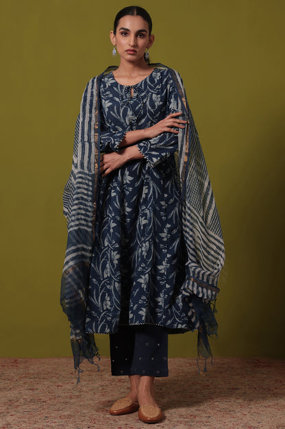 Floral Printed Flared Pure Cotton Kurta