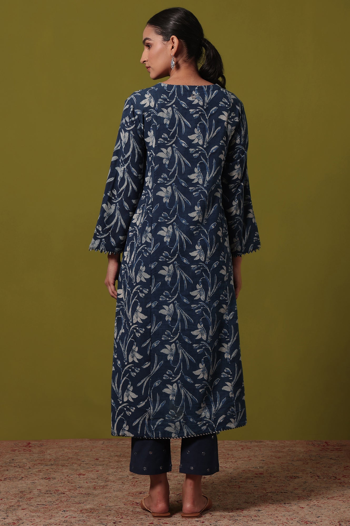 Floral Printed Flared Pure Cotton Kurta