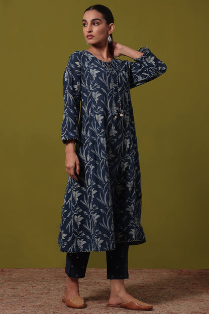 Floral Printed Flared Pure Cotton Kurta