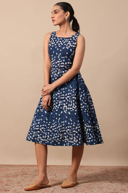 Polka Print Flared Pure Cotton Dress