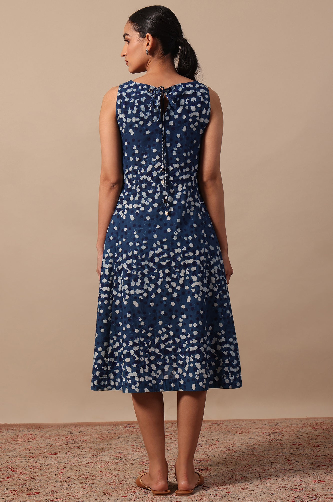 Polka Print Flared Pure Cotton Dress