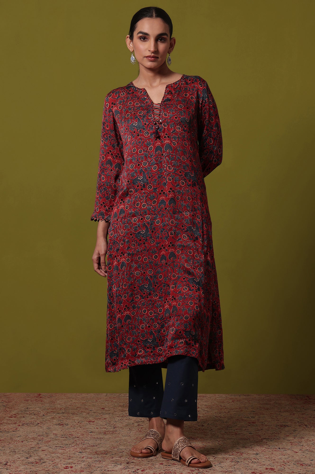 Printed  A-line Viscose Kurta