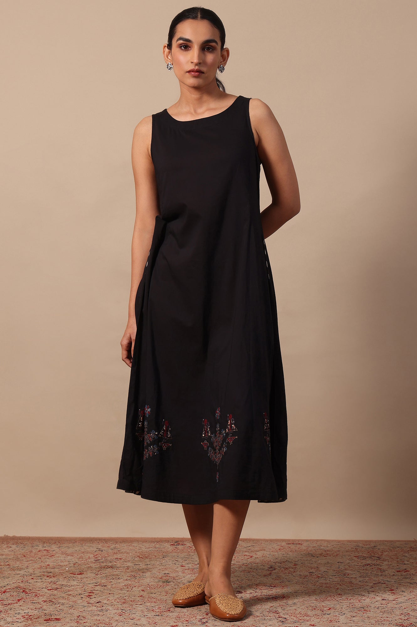Solid Flared Pure Cotton Dress