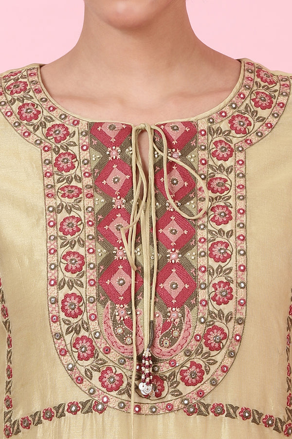 Sage Green Kurta with Multicoloured Aari Embroidery