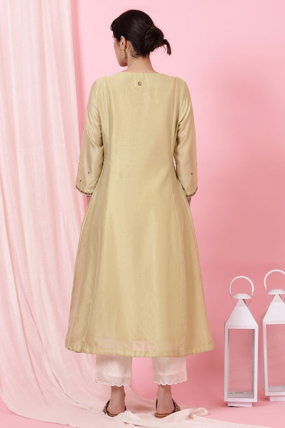 Sage Green Kurta with Multicoloured Aari Embroidery