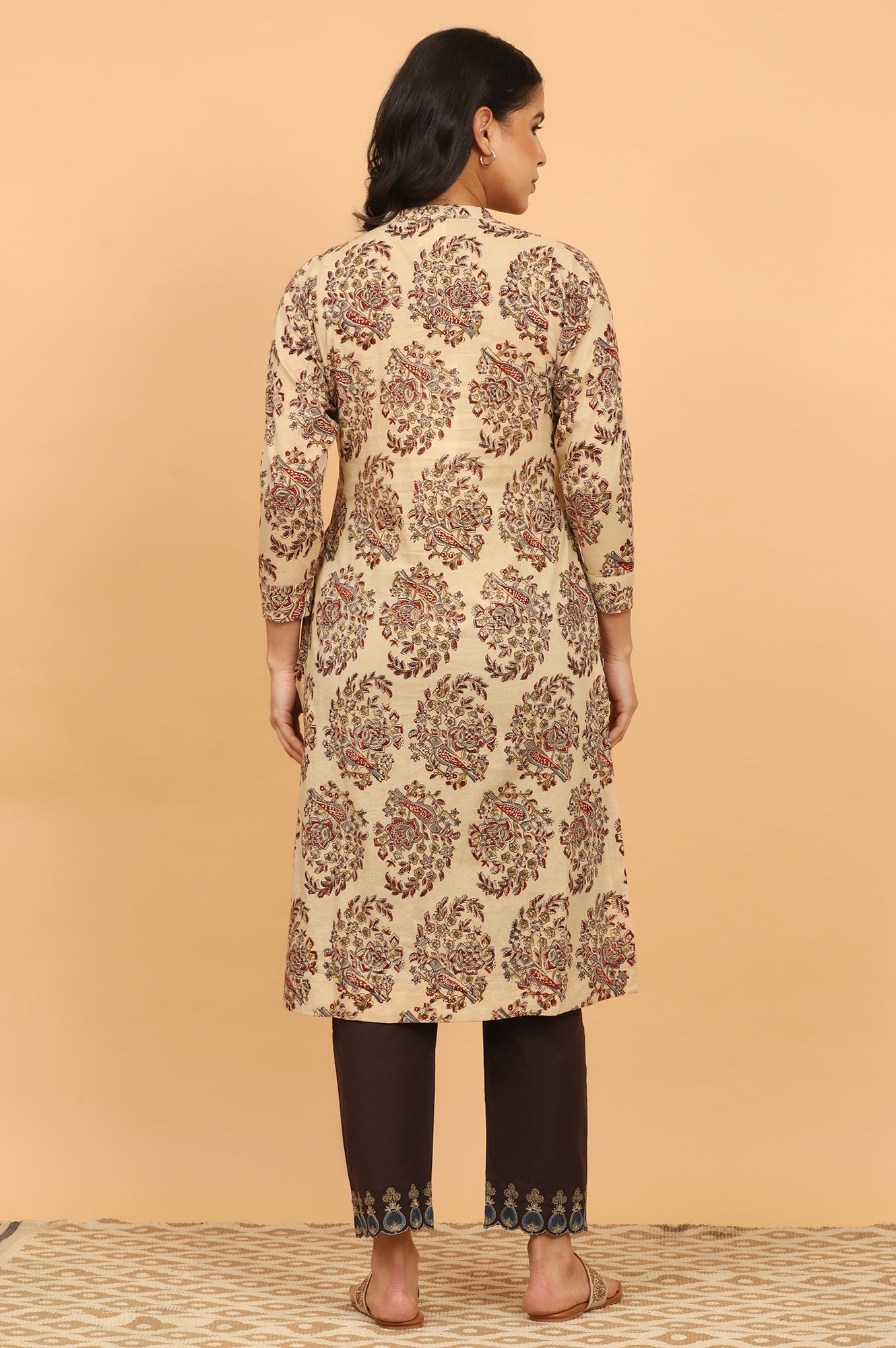 Light Beige Kalamkari Print Shirt Kurta